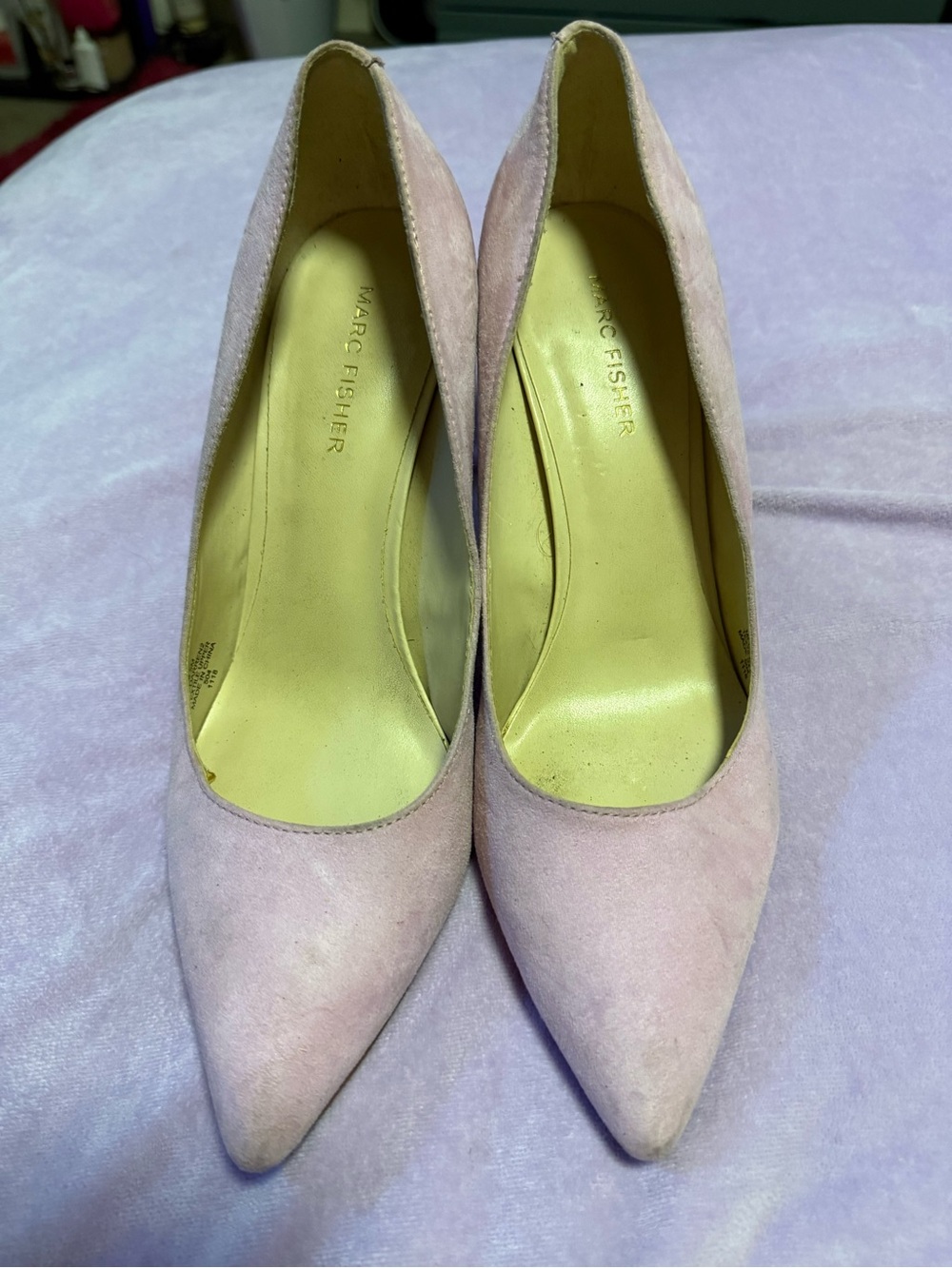Marc Fisher Blush Pink Suede Pointed-Toe Pumps